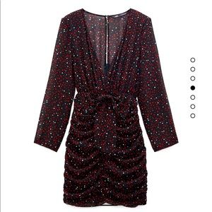 NWT Zara v neck mini dress with long sleeves